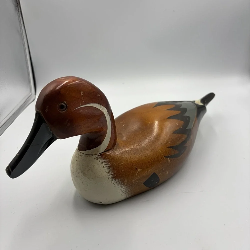 Wooden Hand Painted‎ Decoy Duck Vintage Decor Mid Century Pintail